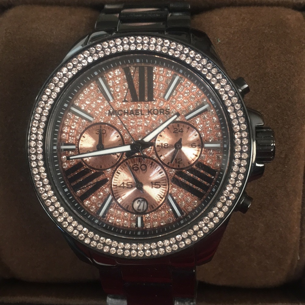 Michael Kors black and gold sparkly watch
